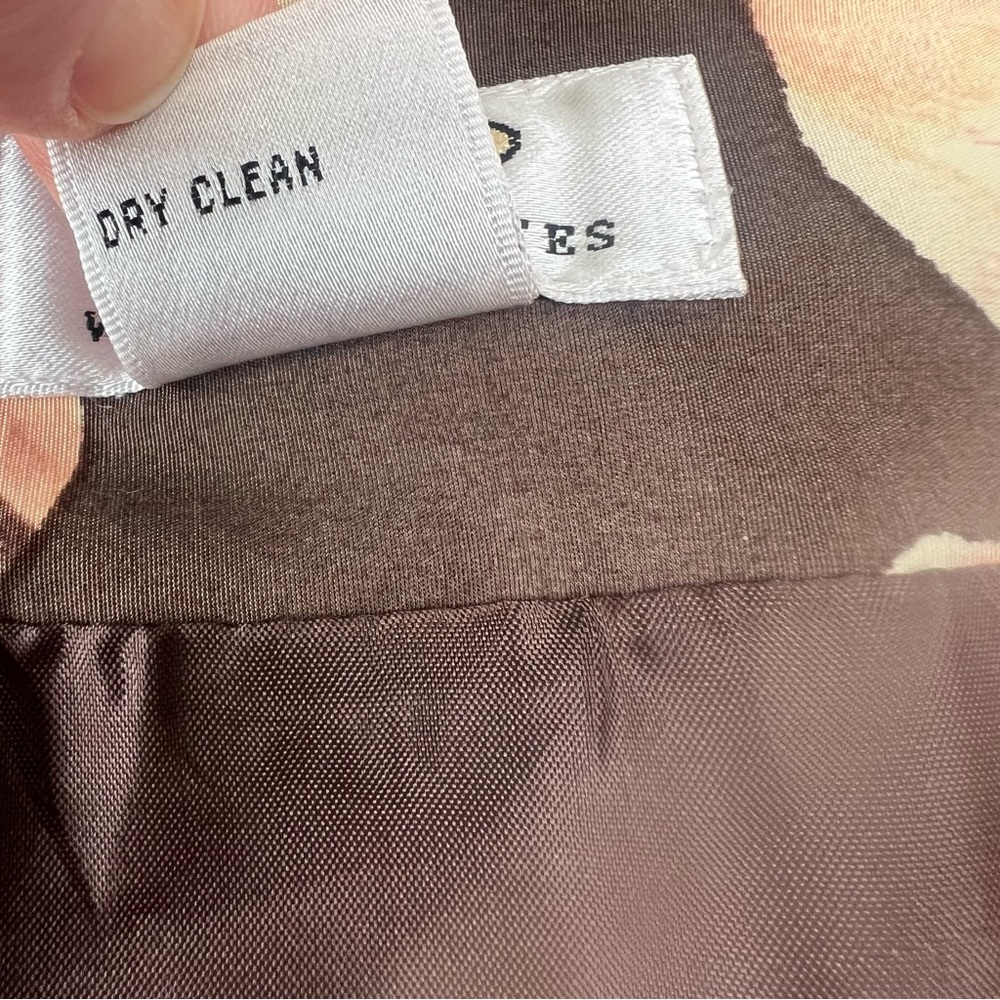 Talbots silk blend floral skirt brown pink and yellow Sz 24W - Picture 7 of 11